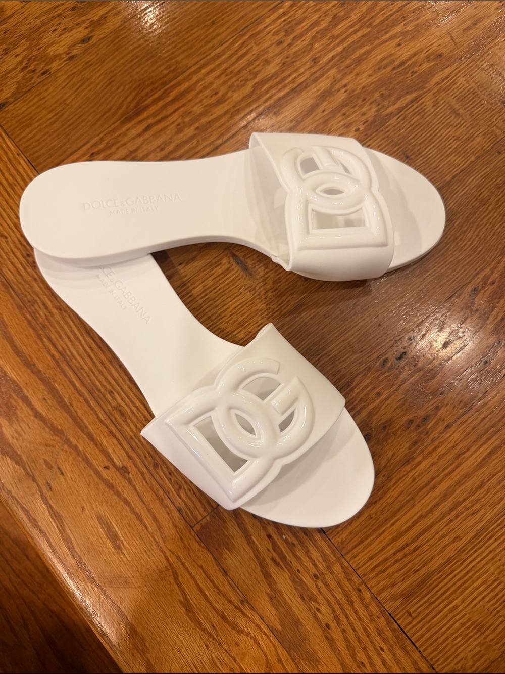 Size 39 & Gabbana White Logo Slide Sandals rubber no box